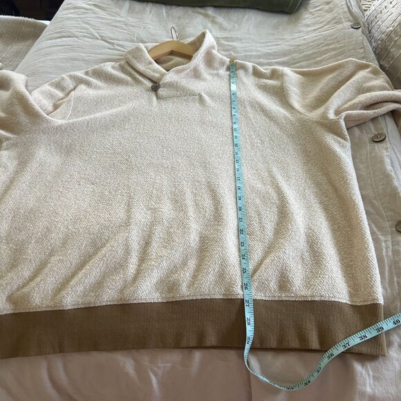 Vintage L.L. Bean Beige Shawl Collar Sweater XXL Reg Cotton-Blend Button Pullove - Picture 7 of 9